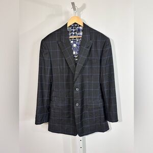 Loro Piana Wish Super 170s Wool Windowpane Blazer Longline vintage 90’s 46L